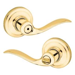 Kwikset Tustin Bed / Bath Lever, 97300-819, Polished Brass