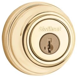 Kwikset 980 Deadbolt - Keyed One Side - With Smartkey, 99800-120, Polished Brass