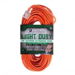 Electryx Light Duty Outdoor Extension Cord, EL-10016OR, Orange, 100 FT