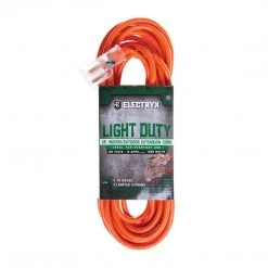 Electryx Ligth Duty Indoor / Outdoor Extension Cord, EL-2516OR, Orange, 25 FT