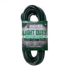 Electryx Light Duty Indoor / Outdoor Extension Cord, EL-4016GRN, Green, 40 FT