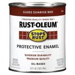 RUST-OLEUM Stops Rust Oil-Based Protective Enamel, 7762502, Gloss Sunrise Red, 1 Quart
