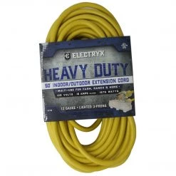 Electryx Heavy Duty Indoor / Ouitdoor Extension Cord 3-Prong, EL-5012TRYEL, Yellow, 50 FT