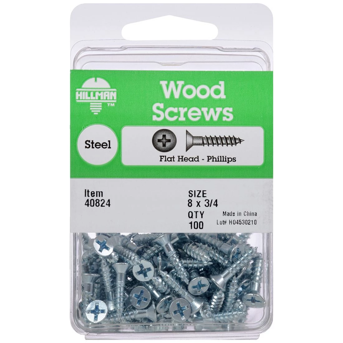 Hillman Zinc Flat Head Phillips Wood Screws, 100-Pack, 40824, #8 x 3/4 IN 5 Hillman Zinc Flat Head Phillips Wood Screws, 100-Pack, 40824, #8 x 3/4 IN - Image 3
