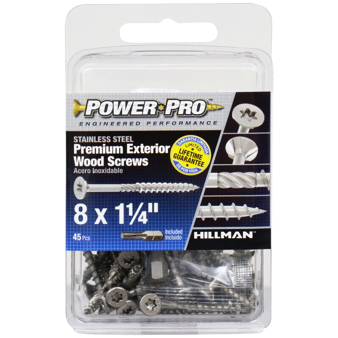Power Pro Premium 305 Stainless Steel Wood Screws, Star Drive, 45-Pack, 42487, #8 x 1-1/4 IN 5 Power Pro Premium 305 Stainless Steel Wood Screws, Star Drive, 45-Pack, 42487, #8 x 1-1/4 IN - Image 3
