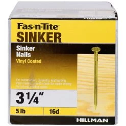 Fas-N-Tite 16D 5 LB Box Vinyl Coated Sinker Nails, 461425, 3-1/4 IN 8 Fas-N-Tite 16D 5 LB Box Vinyl Coated Sinker Nails, 461425, 3-1/4 IN -Home Improvement Sales Store sftp a s assets20201209000001007