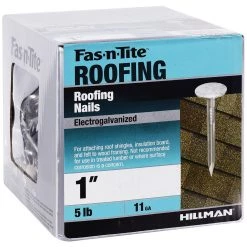 Fas-N-Tite 11 Gauge 5 LB Box Electro-Galvanized Roofing Nails, 461456, 1 IN