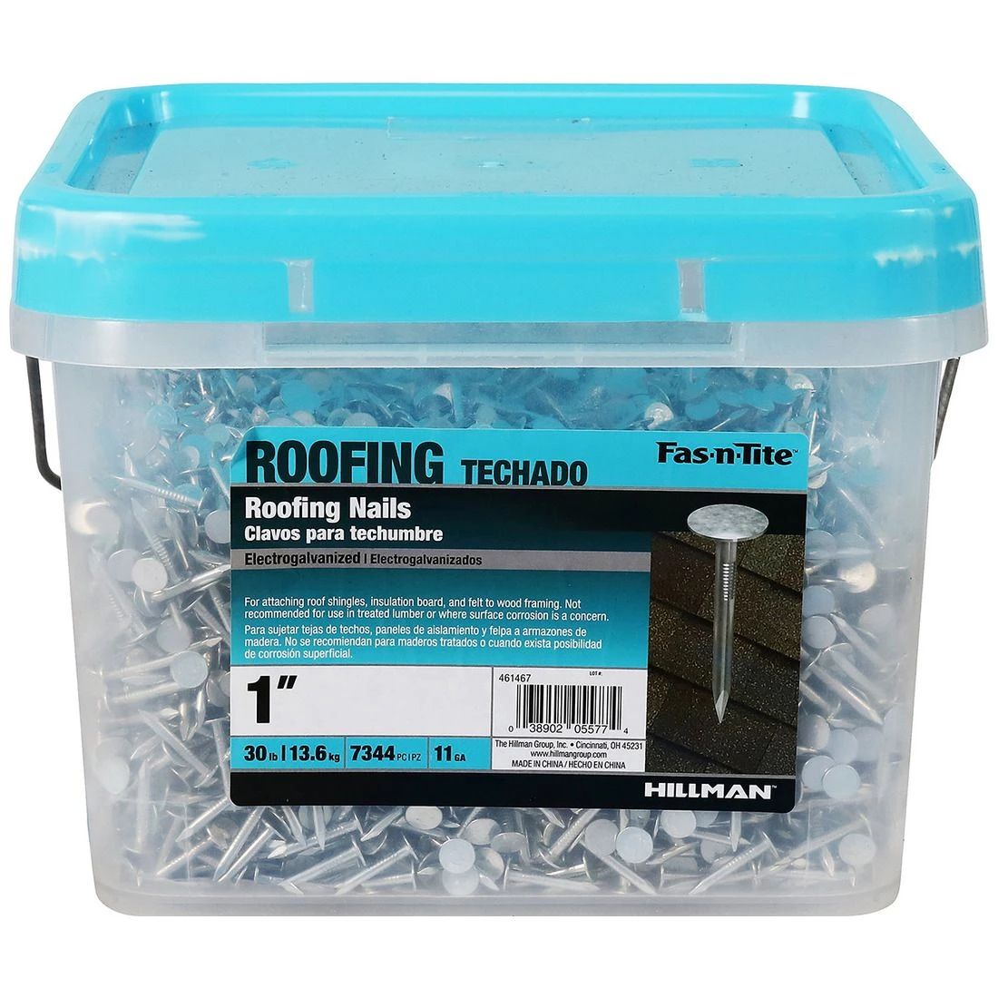 Fas-N-Tite 11 Gauge 30 LB Bucket Electro-Galvanized Roofing Nails, 461467, 1 IN 5 Fas-N-Tite 11 Gauge 30 LB Bucket Electro-Galvanized Roofing Nails, 461467, 1 IN - Image 3
