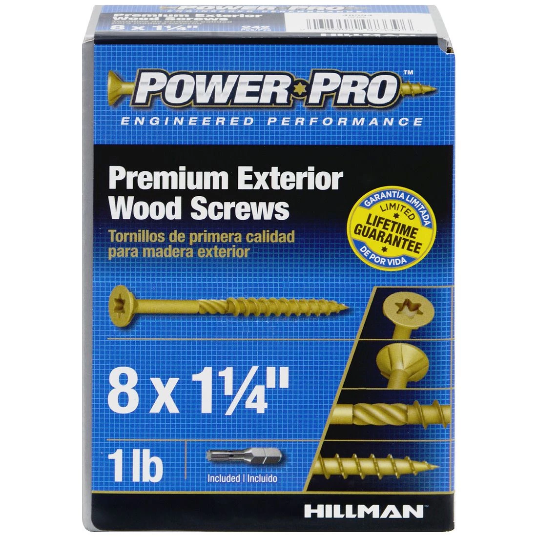 Power Pro Premium Exterior Wood Screws, Star Drive, 1 LB Box, 48594, #8 x 1-1/4 IN 5 Power Pro Premium Exterior Wood Screws, Star Drive, 1 LB Box, 48594, #8 x 1-1/4 IN - Image 3