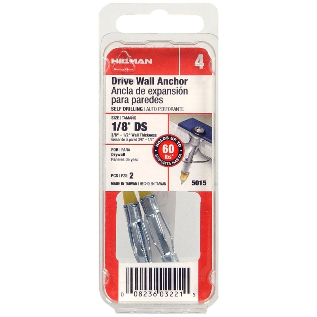 Hillman Short Fas-Pak Drive Wall Anchors, 5015, 1/8 IN 6 Hillman Short Fas-Pak Drive Wall Anchors, 5015, 1/8 IN - Image 4