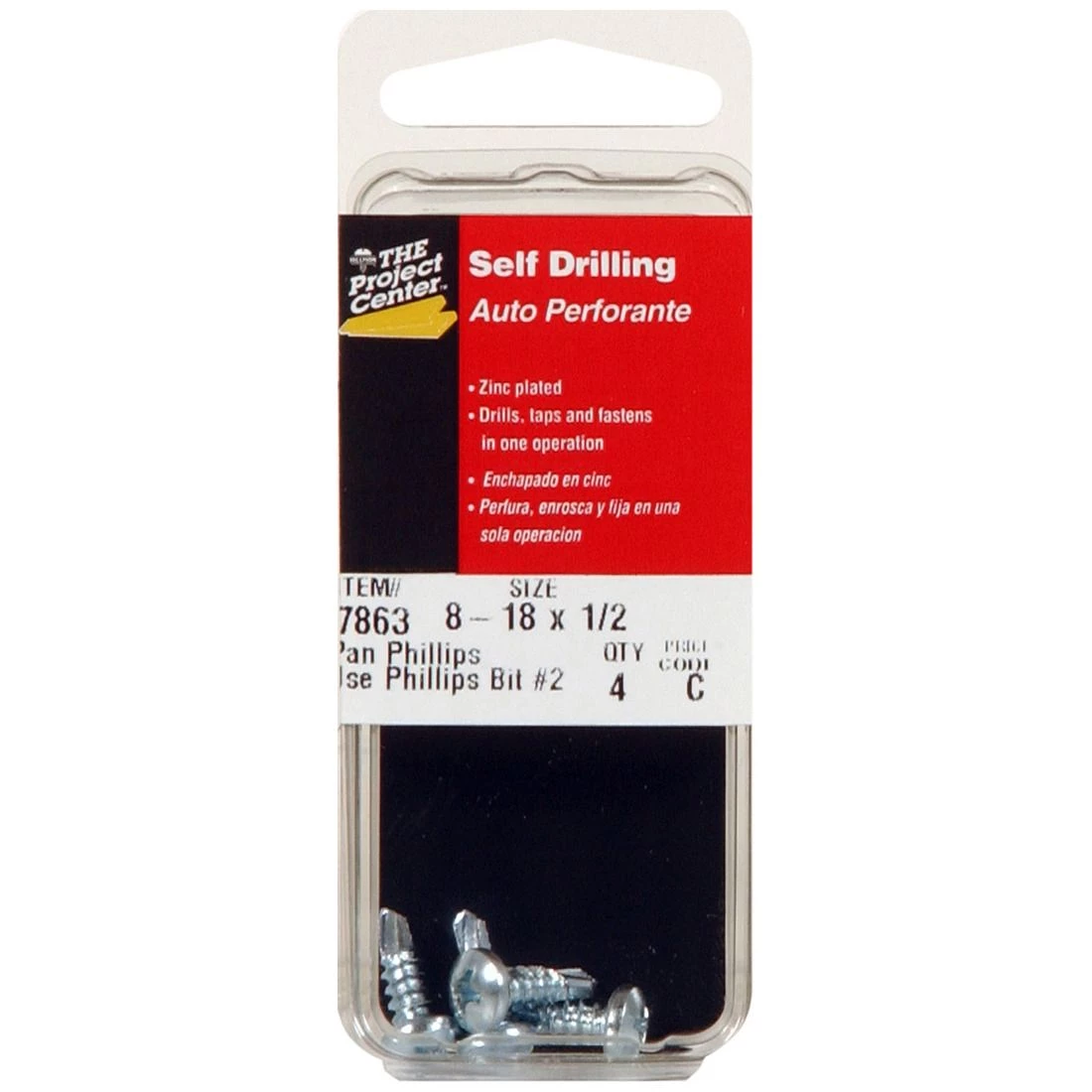 Hillman Zinc Pan Head Phillips Self Drilling Screws, 4-Pack, 7863, #8 x 1/2 IN 5 Hillman Zinc Pan Head Phillips Self Drilling Screws, 4-Pack, 7863, #8 x 1/2 IN - Image 3