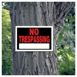 Hillman Adhesive No Trespassing Sign, 839904, 8 IN x 12 IN -Home Improvement Sales Store sftp a s assets20201209000002026