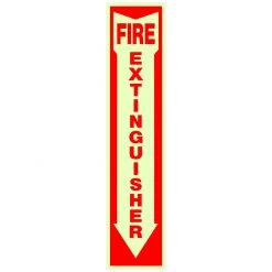 Hillman Adhesive Glow In The Dark Fire Extinguisher Sign, 840204, 4 IN x 18 IN