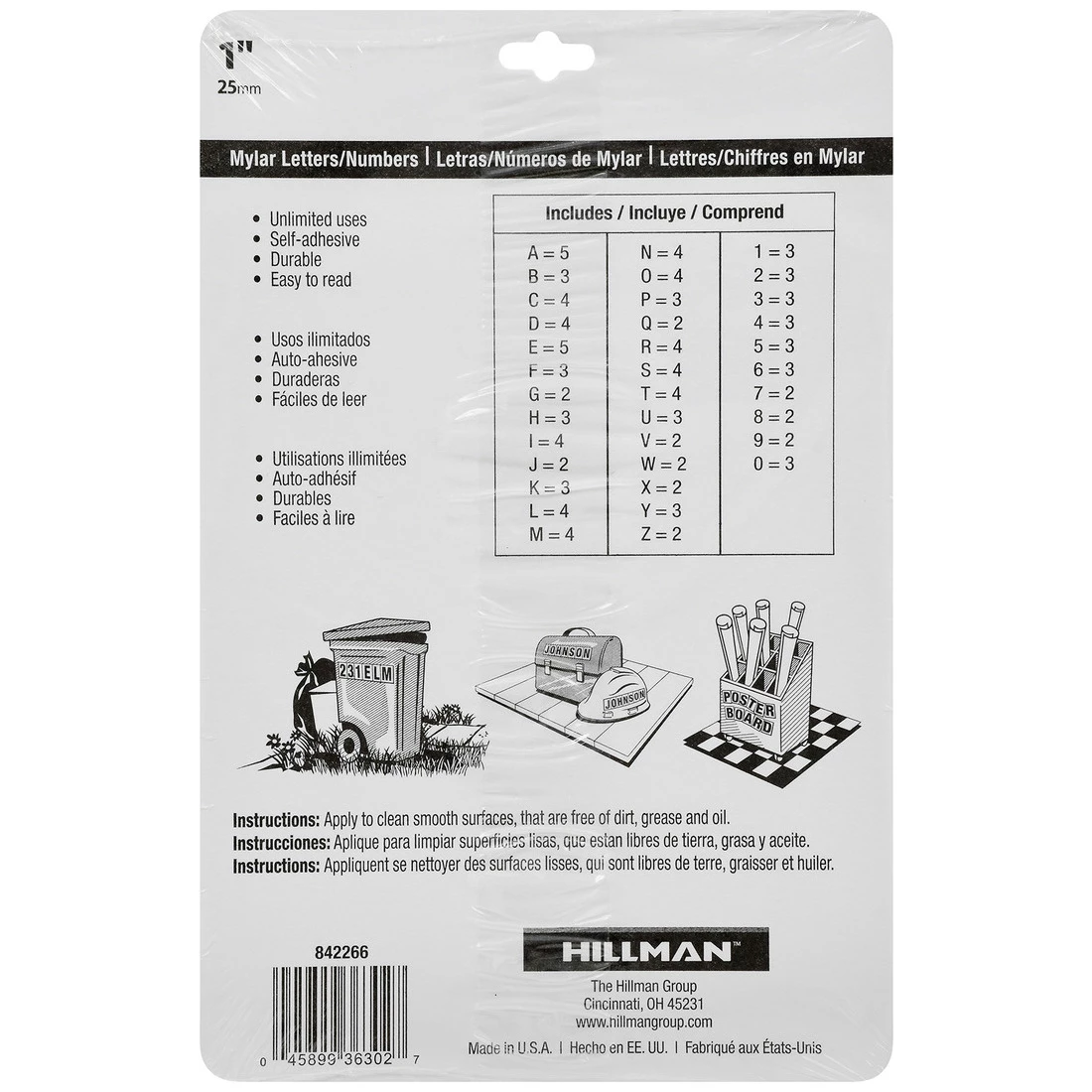 Hillman Square Cut Self Adhesive Letters & Numbers, 842266, 1 IN 5 Hillman Square Cut Self Adhesive Letters & Numbers, 842266, 1 IN - Image 3