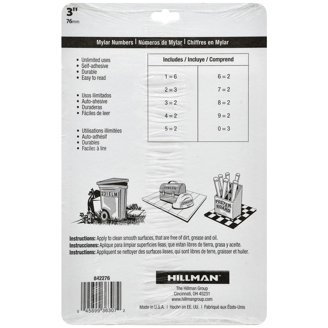 Hillman Square Cut Self Adhesive Numbers, 842276, 3 IN 5 Hillman Square Cut Self Adhesive Numbers, 842276, 3 IN - Image 3