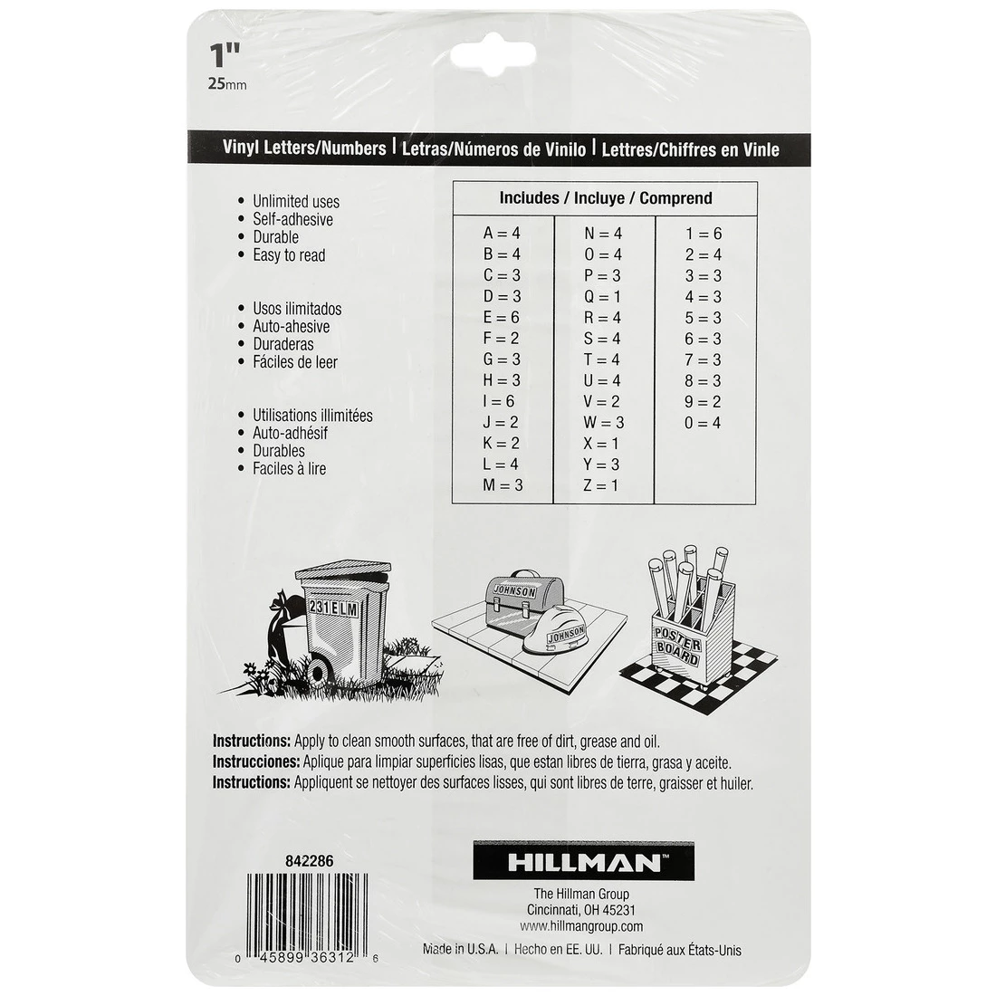 Hillman Square Cut Self Adhesive Letters, 842286, 1 IN 5 Hillman Square Cut Self Adhesive Letters, 842286, 1 IN - Image 3