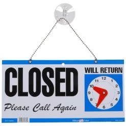 Hillman Two-Sided Open & Closed Signed with Clock, 848653, 6 IN x 12 IN -Home Improvement Sales Store sftp a s assets20201209000002141