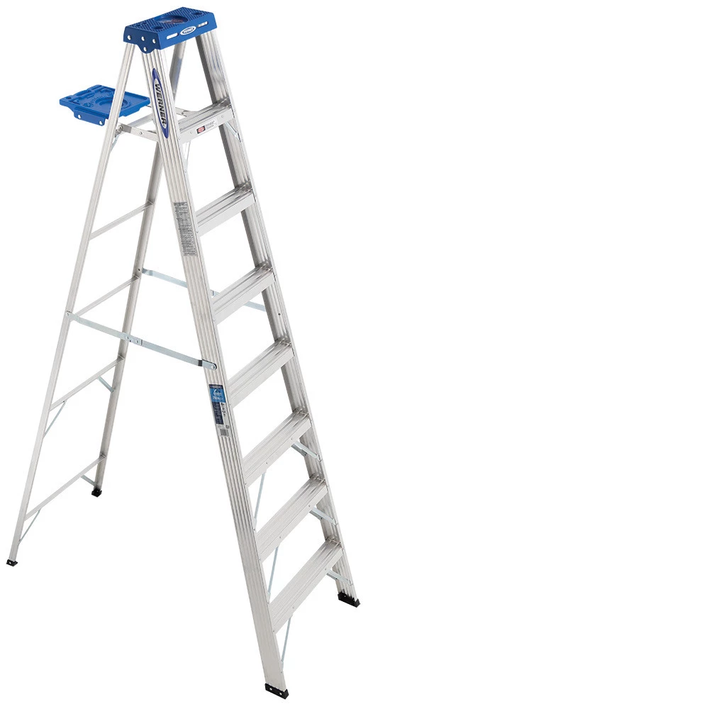 Werner Type I Aluminum Step Ladder, 368, 8 FT 3 Werner Type I Aluminum Step Ladder, 368, 8 FT