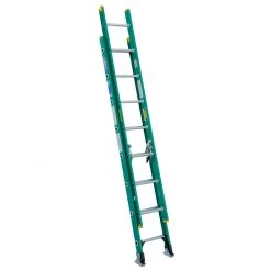 Werner Type II Green Fiberglass D-Rung Extension Ladder, D5916-2, 16 FT