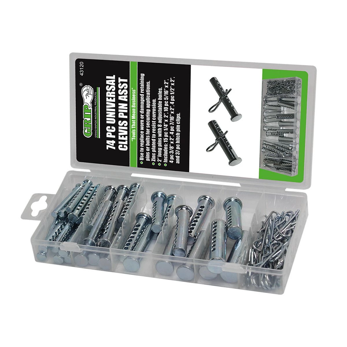 Grip Universal Clevis Pin Assortment, 74-Piece, 43120 3 Grip Universal Clevis Pin Assortment, 74-Piece, 43120