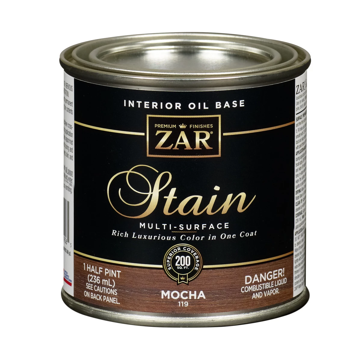 Zar Interior Oil Base Stain, 11906, Mocha, 1/2 Pint 3 Zar Interior Oil Base Stain, 11906, Mocha, 1/2 Pint