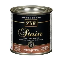Zar Interior Oil Base Stain, 12006, Premium Teak, 1/2 Pint