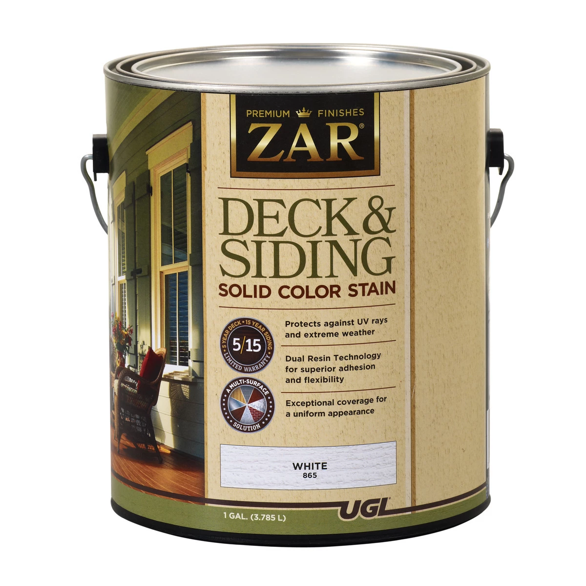 Zar Deck & Siding Solid Color Stain, 86513, White, 1 Gallon 3 Zar Deck & Siding Solid Color Stain, 86513, White, 1 Gallon