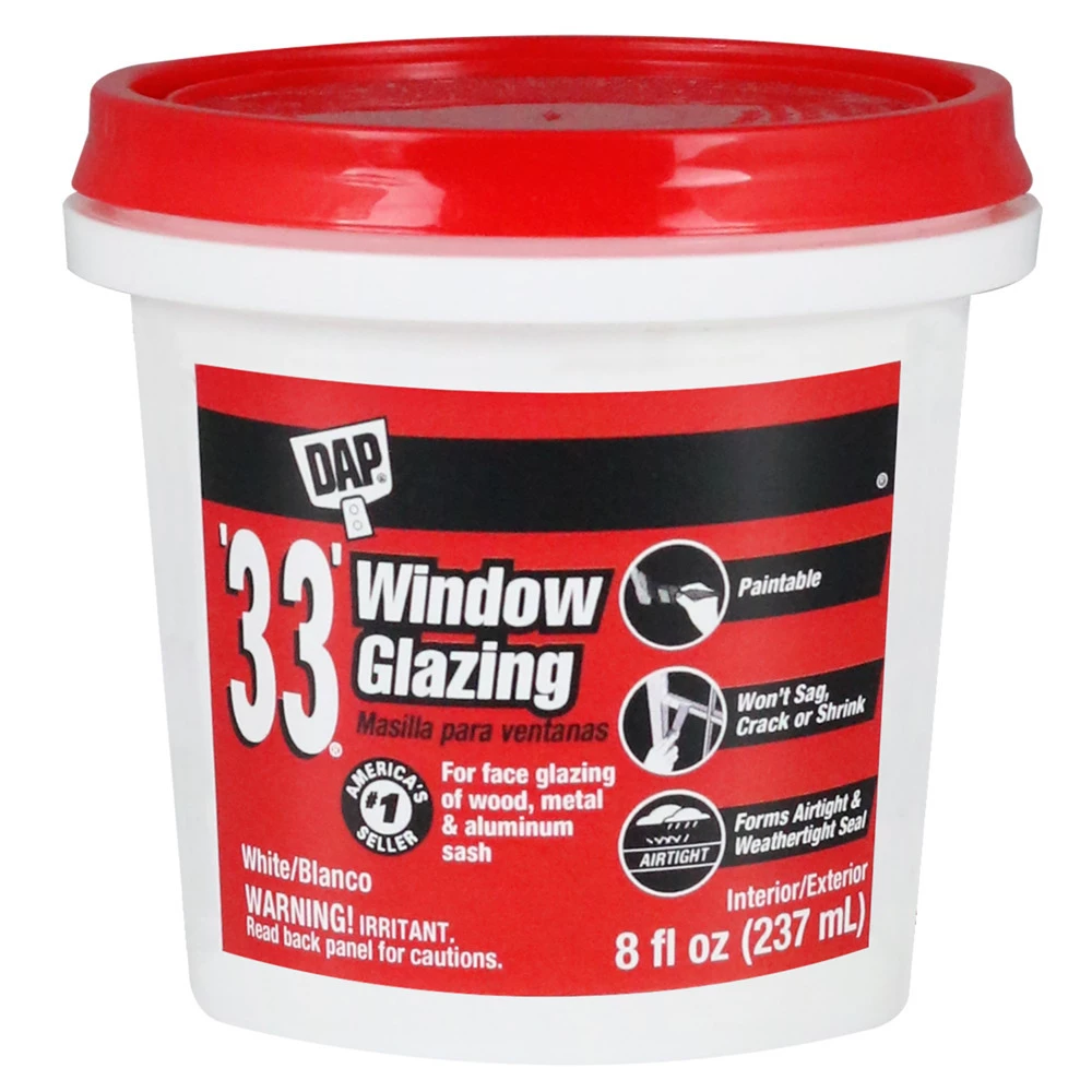DAP '33' Window Glazing, 7079812120, White, 8 OZ 3 DAP '33' Window Glazing, 7079812120, White, 8 OZ