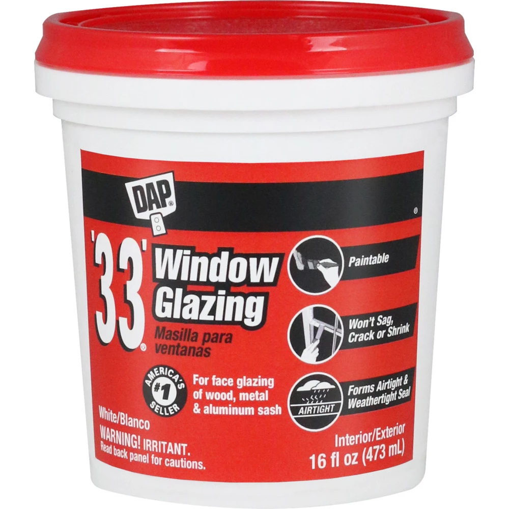 DAP '33' Window Glazing, 7079812121, White, 16 OZ 3 DAP '33' Window Glazing, 7079812121, White, 16 OZ