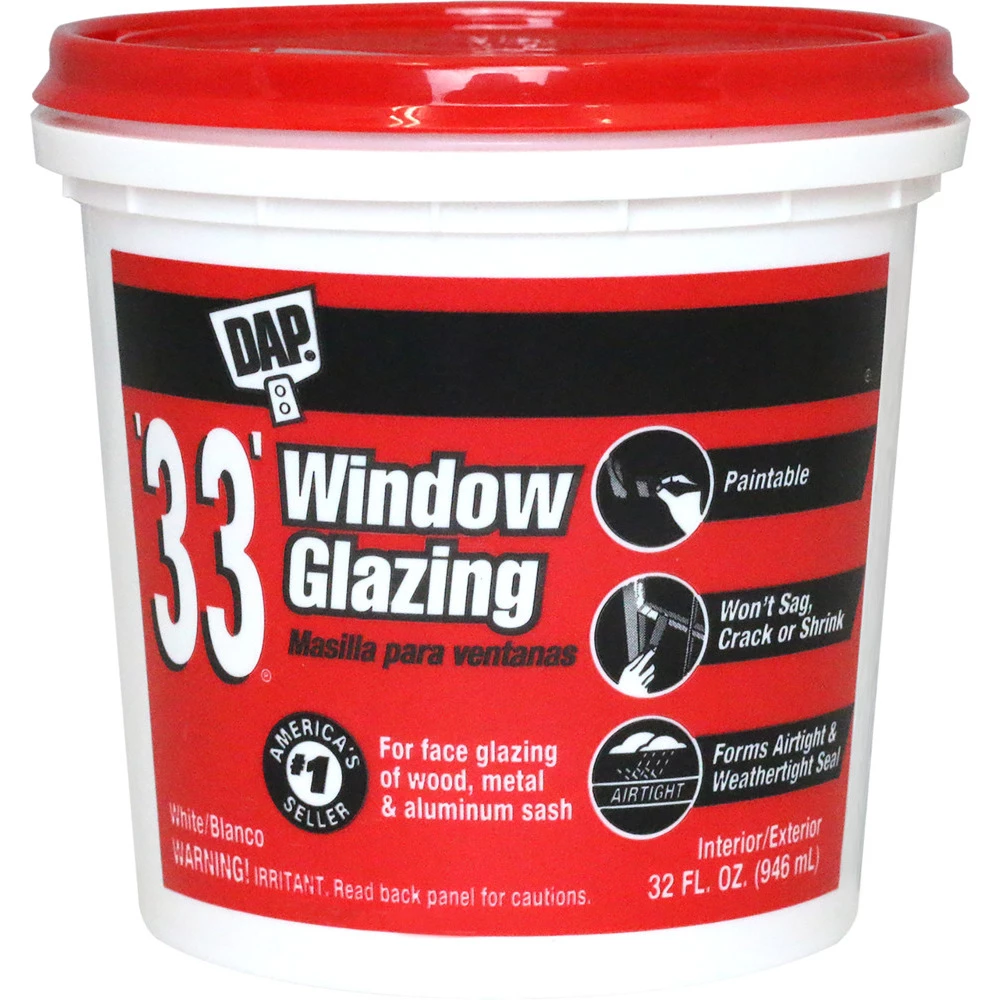 DAP '33' Window Glazing, 7079812122, White, 32 OZ 3 DAP '33' Window Glazing, 7079812122, White, 32 OZ