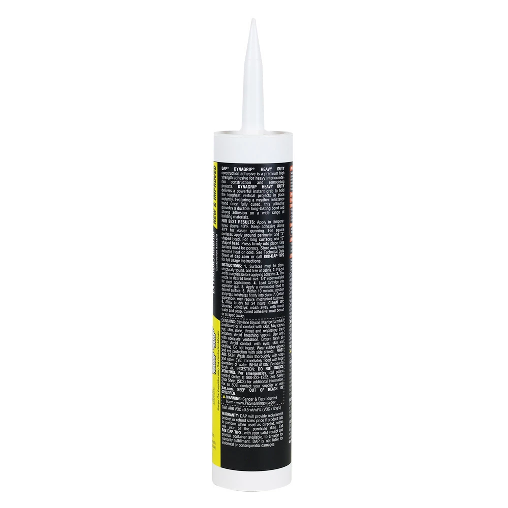 DAP DynaGrip Heavy Duty Construction Adhesive, 7079827509, White, 9 OZ 4 DAP DynaGrip Heavy Duty Construction Adhesive, 7079827509, White, 9 OZ - Image 2