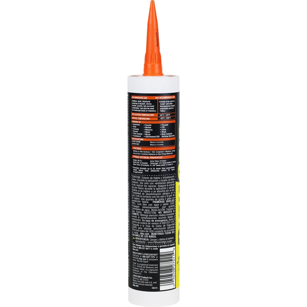 DAP DynaGrip Heavy Duty Max Construction Adhesive, 7079827511, White, 9 OZ 5 DAP DynaGrip Heavy Duty Max Construction Adhesive, 7079827511, White, 9 OZ - Image 3