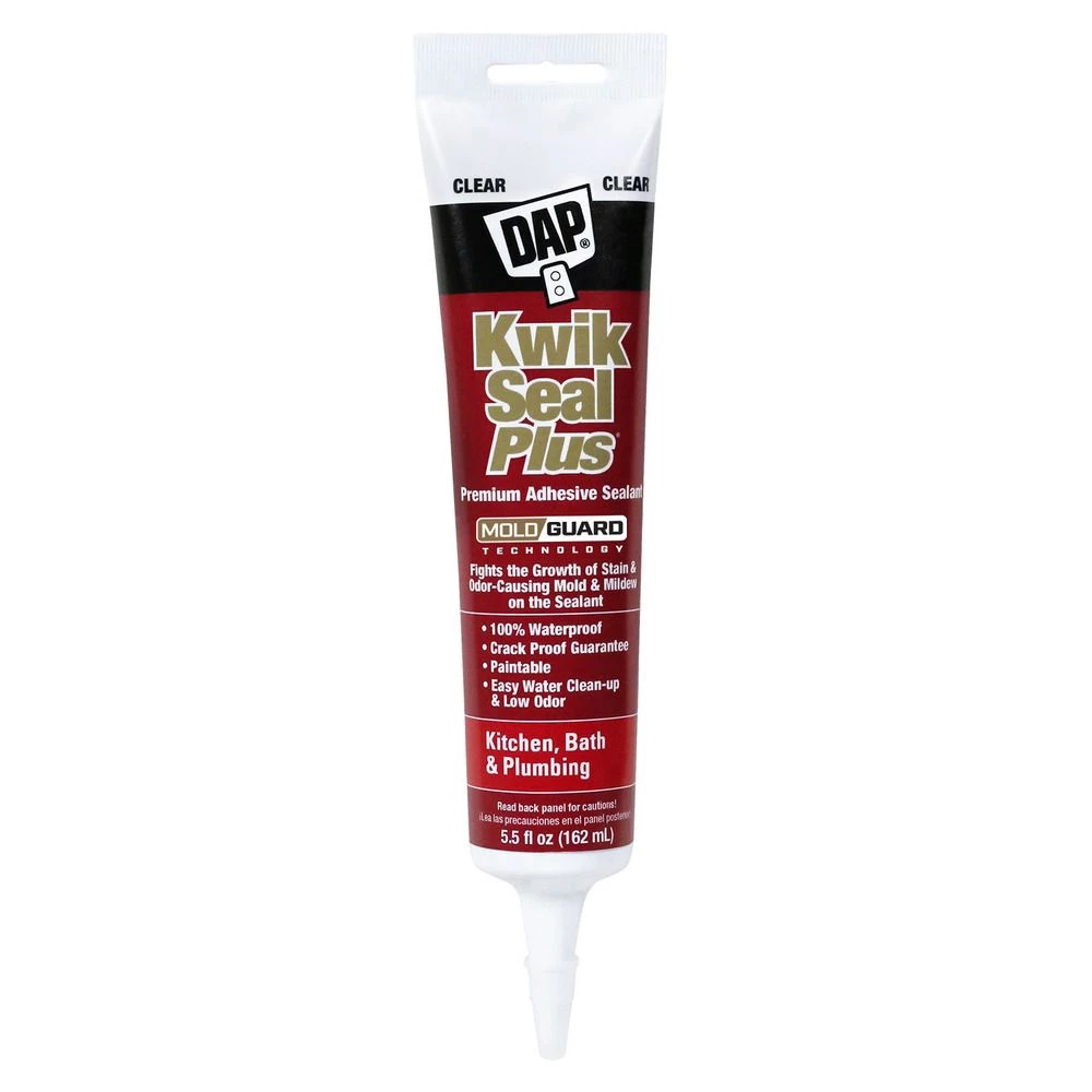 DAP Kwik Seal Plus Kitchen & Bath Adhesive Sealant, 7079818546, Clear, 5.5 OZ 3 DAP Kwik Seal Plus Kitchen & Bath Adhesive Sealant, 7079818546, Clear, 5.5 OZ