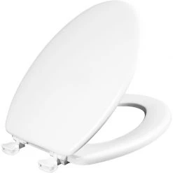 Mayfair By Bemis Elongated Enameled Wood Toilet Seat in White with Easy Clean Hinge, 144EC-000/14, White