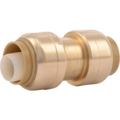 SharkBite Push-to-Connect Straight Brass Coupling, 1/2 IN x 1/2 IN, U008LFA