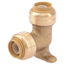 SharkBite Push-to-Connect Brass 90-Degree Drop Ear Elbow Fitting, 1/2 IN x 1/2 IN, U249LFA
