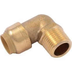SharkBite Push-to-Connect Brass 90-Degree Elbow, 1/2 IN x 1/2 IN MNPT, U280LFA