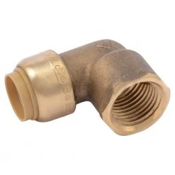 SharkBite Push-to-Connect Brass 90-Degree Elbow, 1/2 IN x 1/2 IN FNPT, U308LFA