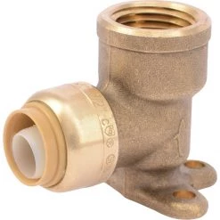SharkBite Push-to-Connect Drop Ear Brass Elbow, 1/2 IN x 1/2 IN FNPT, U334LFA