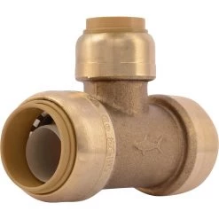 SharkBite Push-to-Connect Brass Reducing Tee Fitting, 3/4 IN x 3/4 IN x 1/2 IN, U412LFA