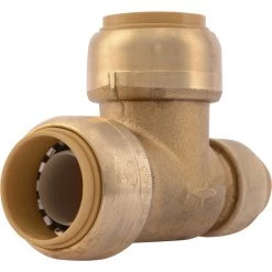 SharkBite Push-to-Connect Brass Reducing Tee Fitting, 3/4 IN x 1/2 IN x 3/4 IN, U444LFA