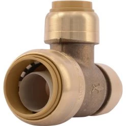 SharkBite Push-to-Connect Brass Reducing Tee Fitting, 3/4 IN x 1/2 IN x 1/2 IN, U454LFA