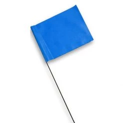 Blackburn Vinyl Flag with 21 IN Wire Staff, Blue, 25-Pack, 451W, 4 IN x 5 IN