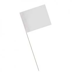 Blackburn Vinyl Flag with 30 IN Wire Staff, White, 100-Pack, 230W, 2.5 IN x 3.5 IN