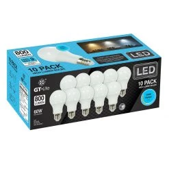 Gt-Lite 800 Lumen LED A19 Bulb 5000K, 10-Pack, GT-A19-10PK5 -Home Improvement Sales Store sftp a s assets20220520000000037