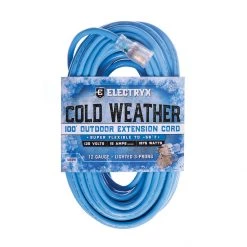 Electryx Cold Weather Outdoor Extension Cord, EL-10012BLU, Blue, 100 FT