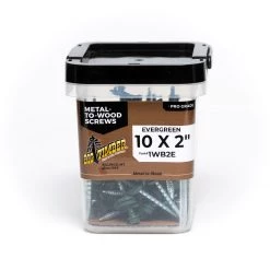 Big Timber Evergreen GN03 Woodbinder Screw, 1/4 Drive, 100-Count Bucket, WB2E-100, #10 x 2 IN
