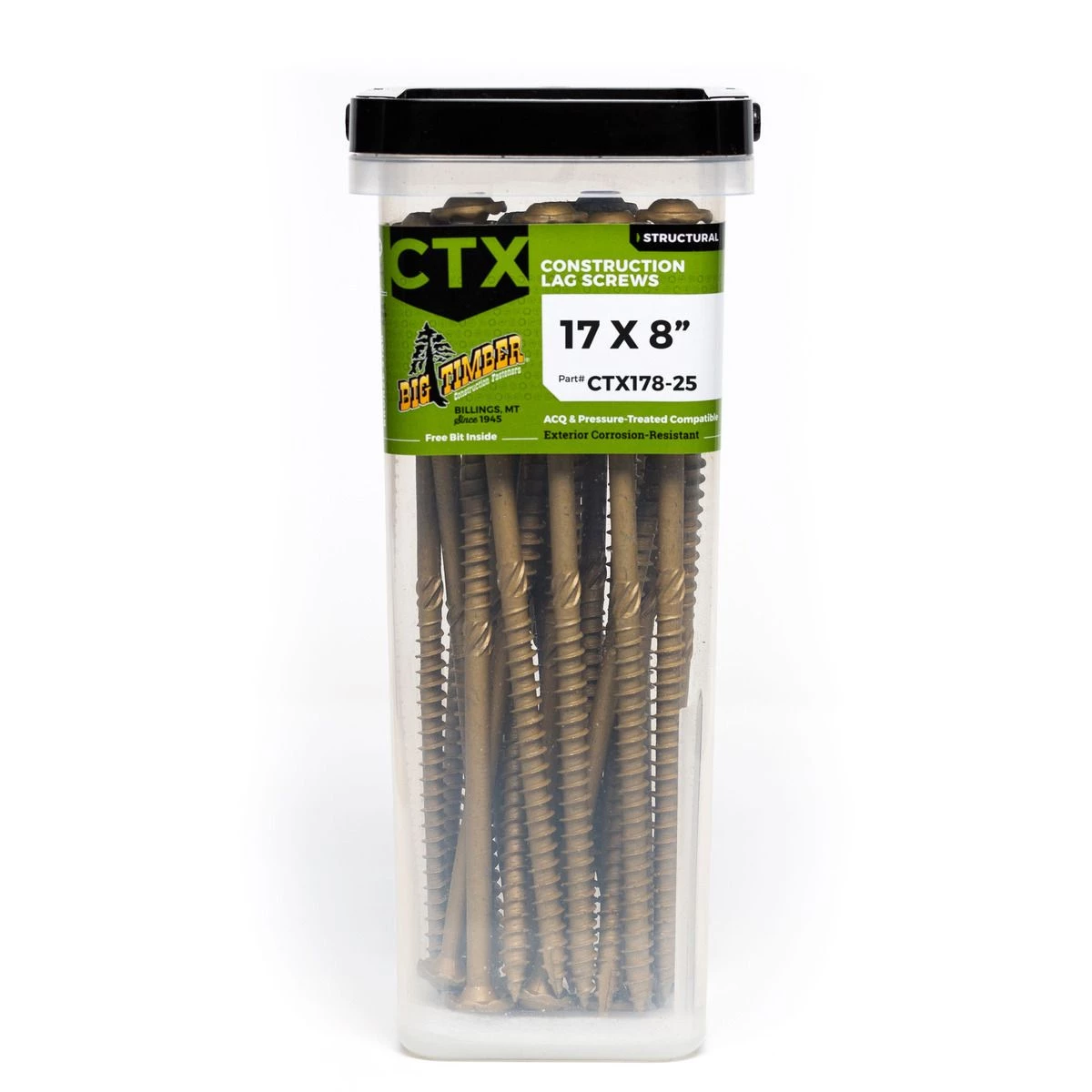 Big Timber Bronze T-40 Lag Screw, 25-Count Bucket, CTX178-25, #17 x 8 IN 3 Big Timber Bronze T-40 Lag Screw, 25-Count Bucket, CTX178-25, #17 x 8 IN