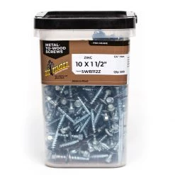 Big Timber Zinc Woodbinder Screw, 1/4 Drive, 500-Count Bucket, WB112Z-500, #10 x 1-1/2 IN